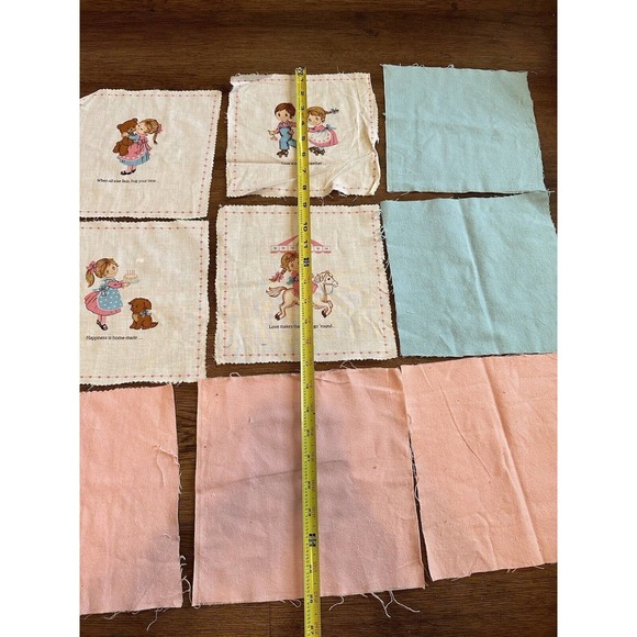 Vintage Cranston Pink Love Makes the World Go 'Round Cotton Fabric Panels Pink - Picture 7 of 8